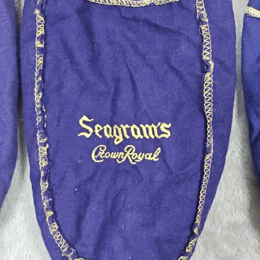 Vintage Crown Royal Bags Lot of 4 Purple Gold Felt Seagrams Drawstring Pouch